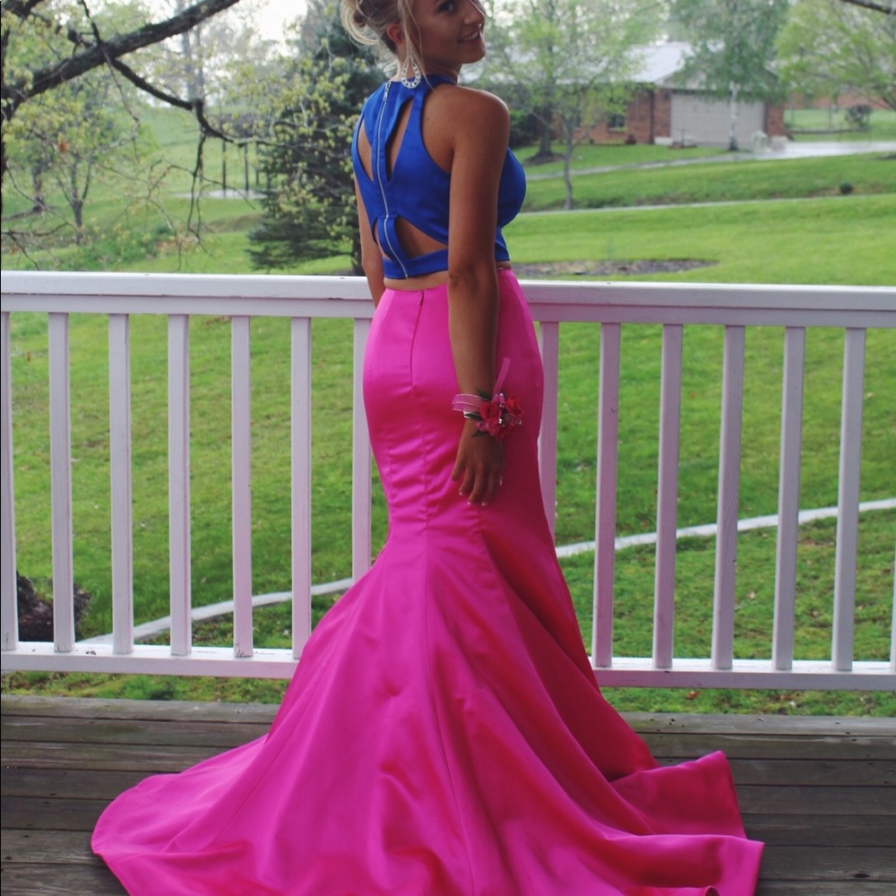 Royal/Fuchsia Sherri Hill 20120 Two Piece Cutout